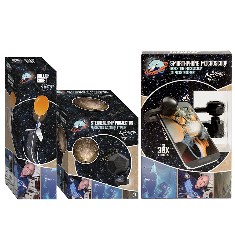 Science pakket : ballon raket, sterrenprojector en smartphone microscope